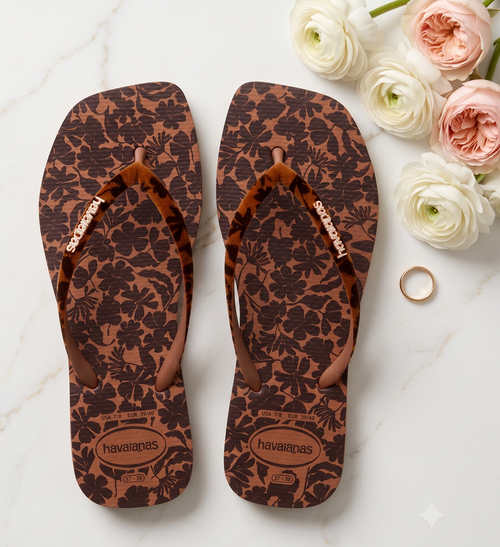 EXCLUSIVE! Havaianas Square Velvet Flora flip flops / sandals